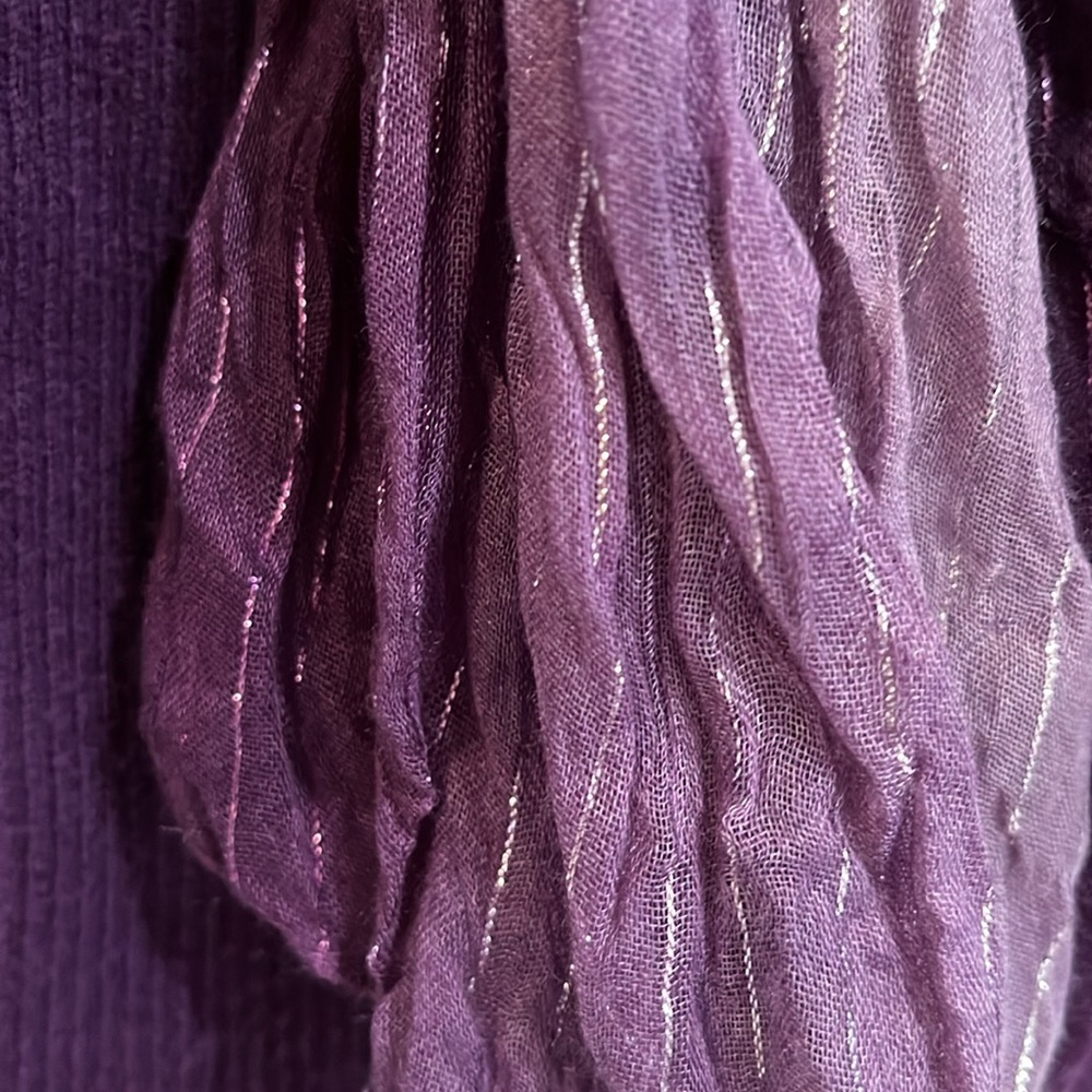 Kohl’s apartment nine extra large purple ribbed sweater with matching scarf - Picture 3 of 8